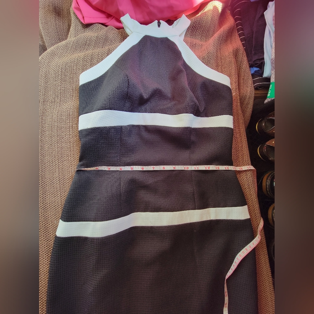 Elegant Black and White Sleeveless  Dress